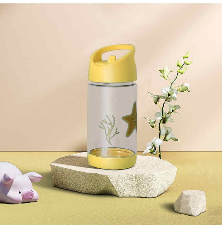 400Ml Printed Kawaii Cartoon Cute Bpa Free School Kids Drinking Water Bottle With Straw