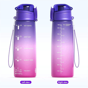 Wholesale Customized 32Oz Wide Mouth Leakproof Motivational Plastic Sports Water Bottle With Time Marker