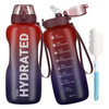 2L Wholesale Gradient Color Fitness Sports Motivational Water Bottle with Time Marker and Straw