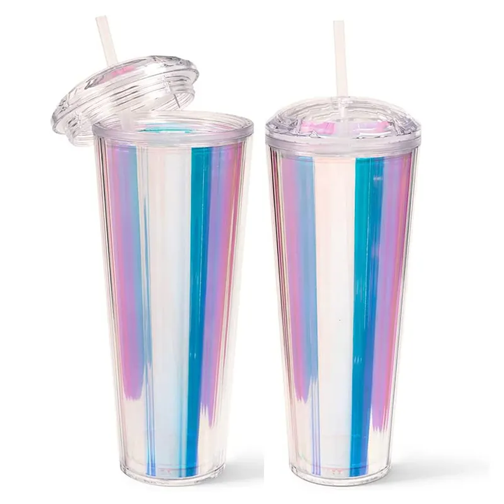 23oz Bpa Free Custom logo PS Reusable Gym Sports Plastic Water Tumbler with Straw