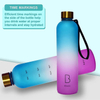 Bottle With Time Marker 32OZ 1Liter Motivational Reusable Water Bottles With Times to Drink BPA Free Frosted Plastic