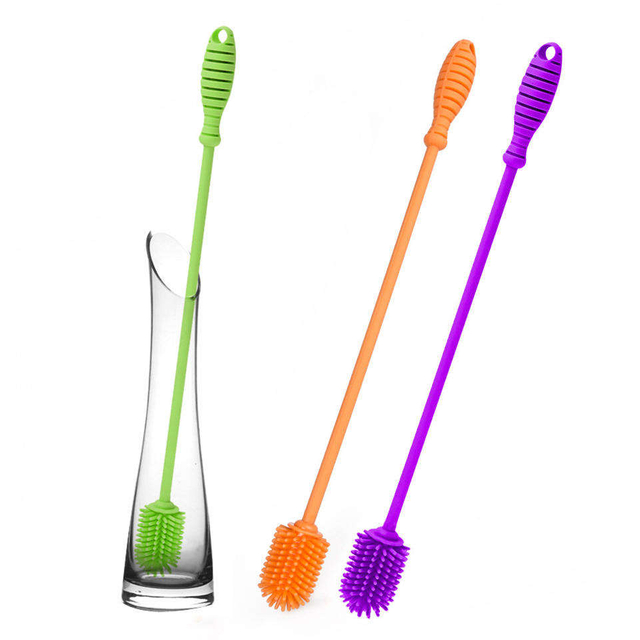 Multifunction Wine Bottle Long Handle Cleaning Brush Washer Cleaner Washing Silicone Soft Brush