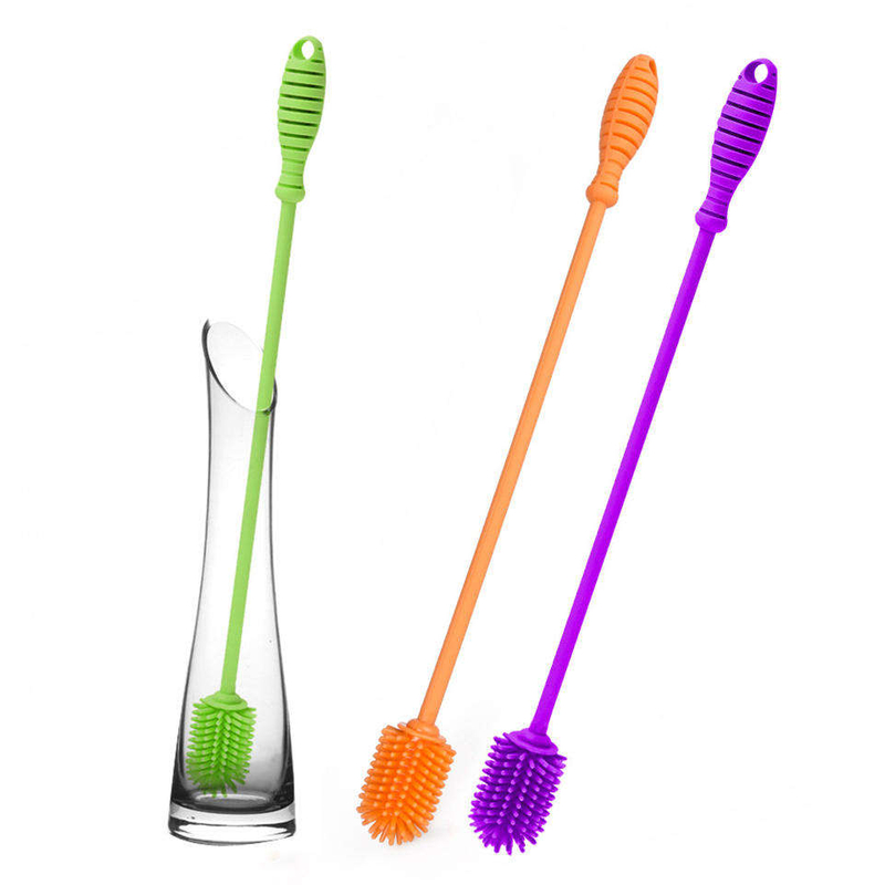 Multifunction Wine Bottle Long Handle Cleaning Brush Washer Cleaner Washing Silicone Soft Brush