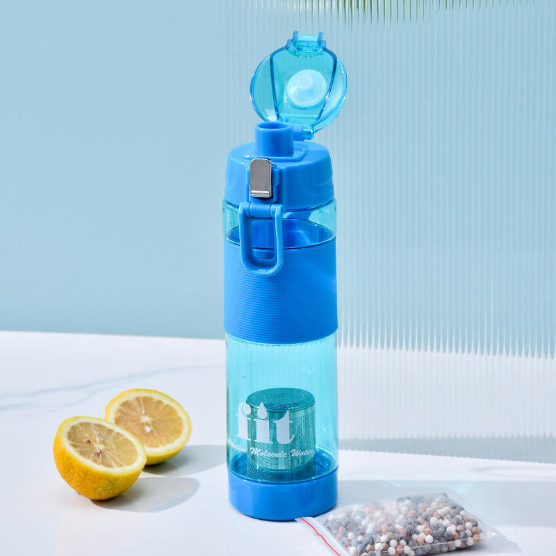 2024 New Product BPA Free Plastic Alkaline Hydrogen Sports Water Bottle with Stainless Steel Filter