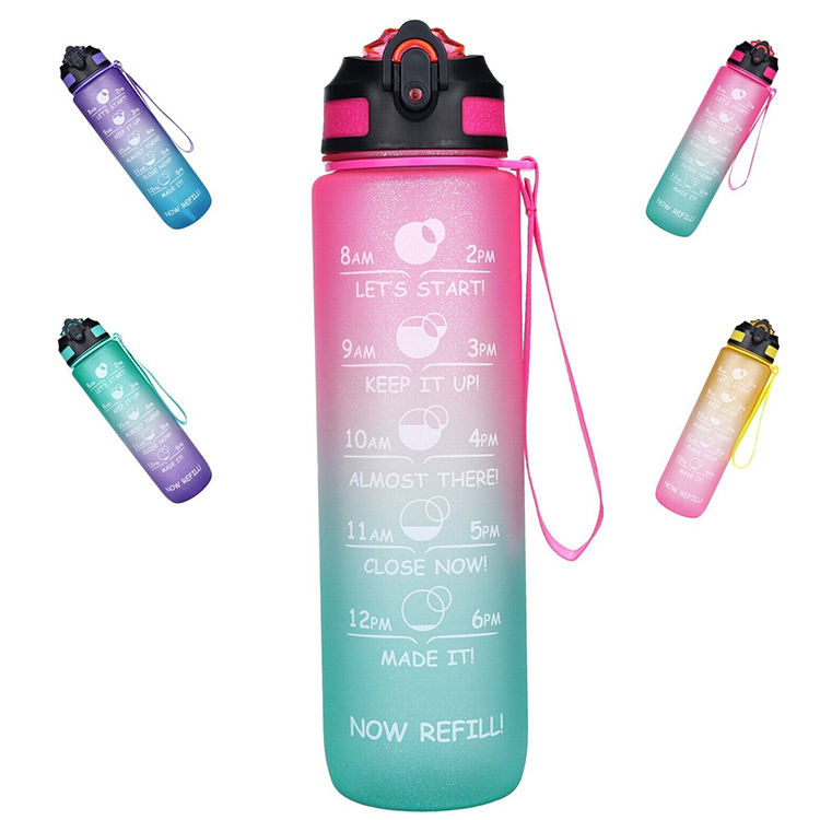 1L Big Capacity Portable Tritan Plastic Sports Water Bottle Space Bottle Screw Lid with Suction Nozzle and Hand Grip