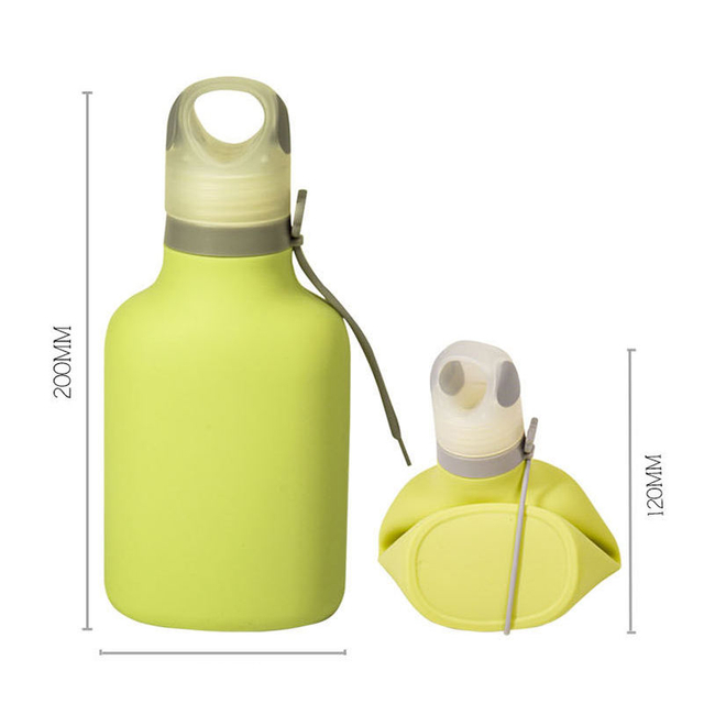 500Ml Custom Leakproof Sport Reusable Silicone Portable Foldable Water Bottle With Rope Lid