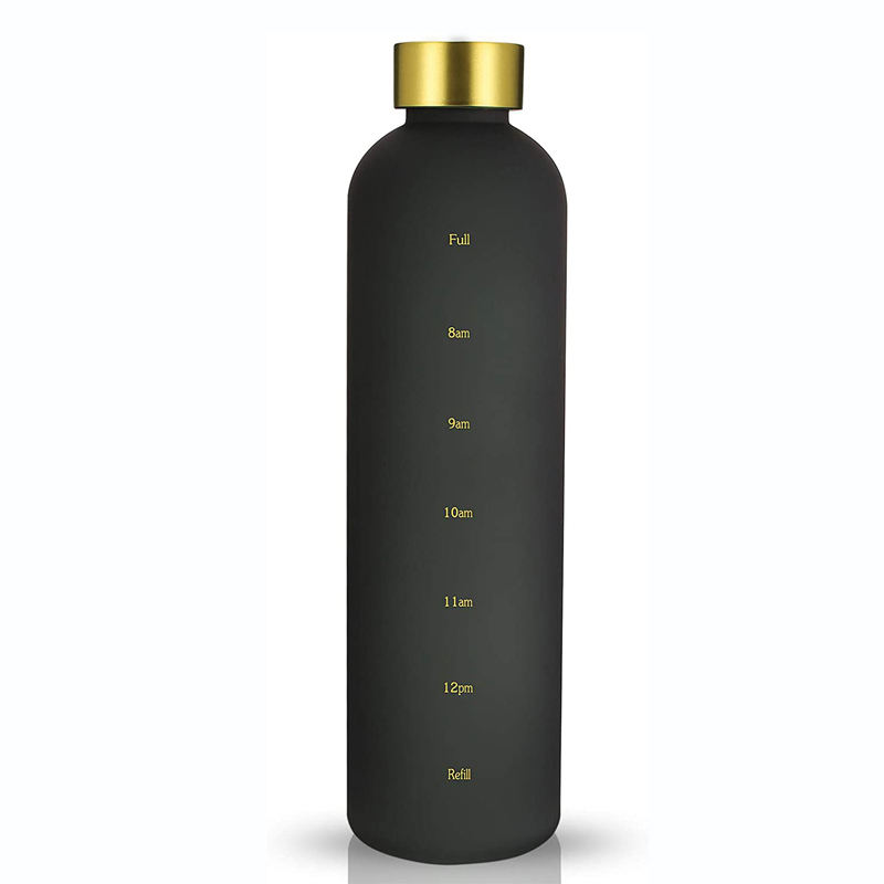 Leakproof Tritan BPA Free 1L Fitness Sports Water Jug with Time Marker Large Motivational Water Bottle