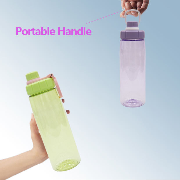 Leakproof Portable Transparent Clear Plastic Water Bottle Direct Drinking 750Ml With Handle