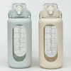 64oz Plastic Water Bottles with Straw Time Marker Half Gallon Large Motivational Water Bottle with Silicone Sleeve for Gym