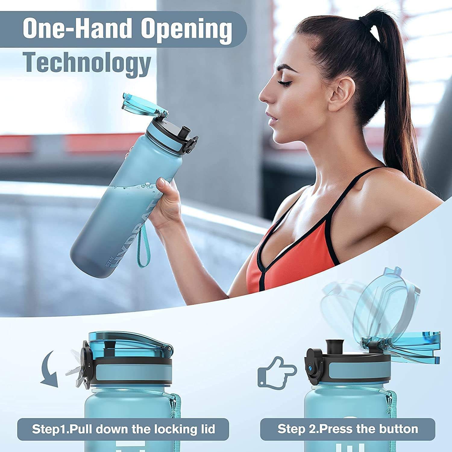 Eco-friendly 100% BPA Free Colorful Tritan Water Bottle Nice Quality 32oz Sport Water Bottle with Hand Rope