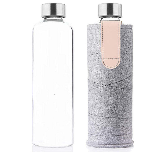 Custom 1L 32 Oz Leak Proof Reusable Simple Glass Drinking Water Bottle