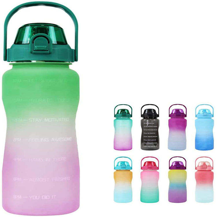 2200Ml Wide Mouth Portable Large Capacity Fancy Motivational Plastic Gym Sports Water Bottle Bottles for Adults