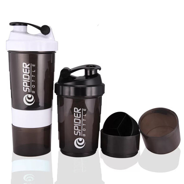 Protein Shaker Mixer Bottle Sports Fitness Gym 3 Layers Multifunction 600ml BAP Free Shaker Bottle
