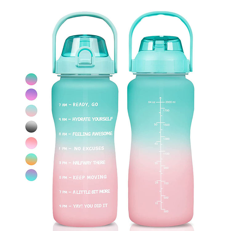 Motivational Mini Bpa Free Workout Wide Mouth Large Half Gallon 64oz Motivational Water Bottle