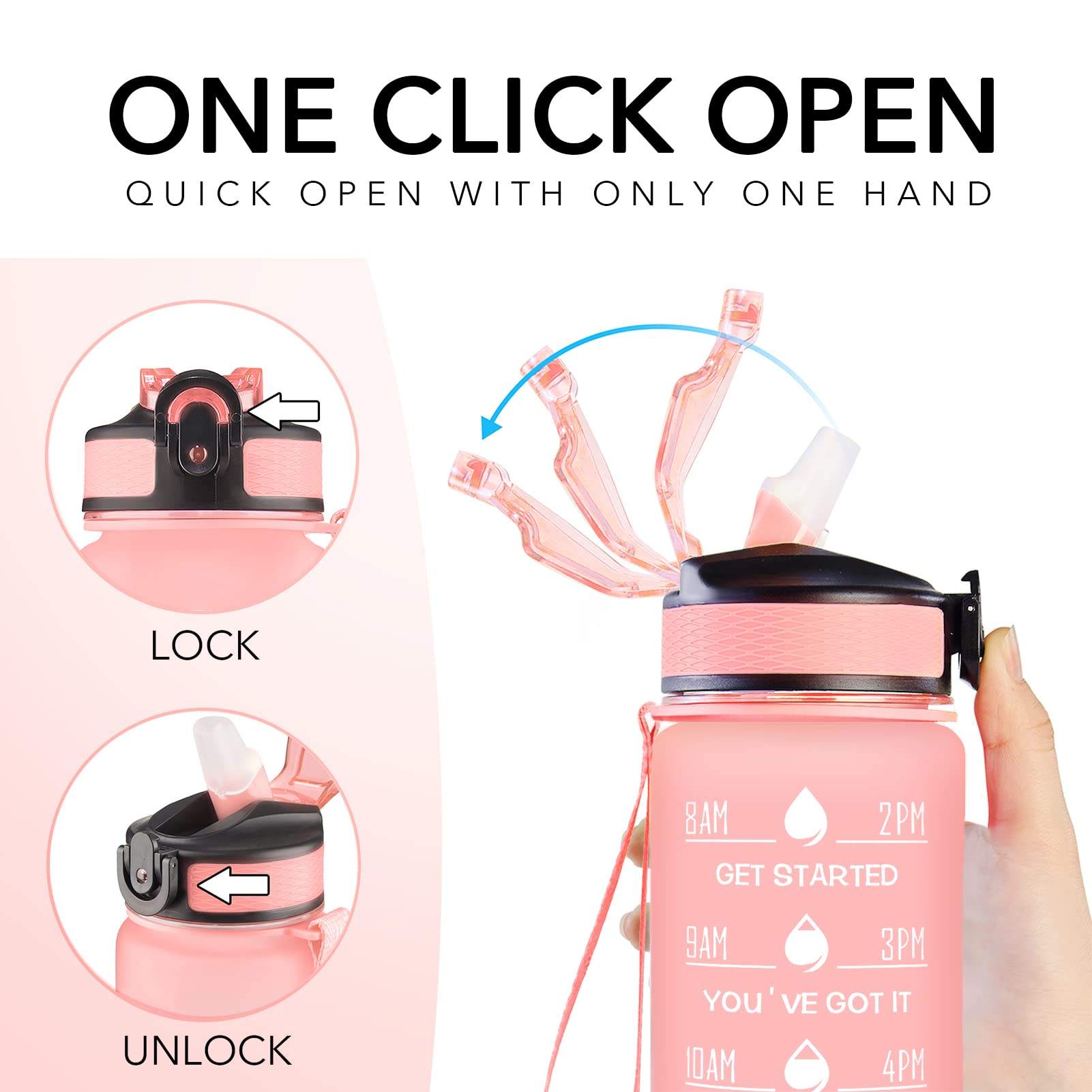 Sample FREE Shipping in Stock 32oz Motivational Fitness Sports Tritan Plastic Water Bottle with Time Marker