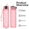 Sample FREE Shipping in Stock 32oz Motivational Fitness Sports Tritan Plastic Water Bottle with Time Marker