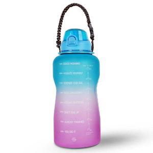 Green Gradient Tritan Bottle 128 oz Bpa Free Portable GYM Motivational Time Marker Water Bottles with Straw