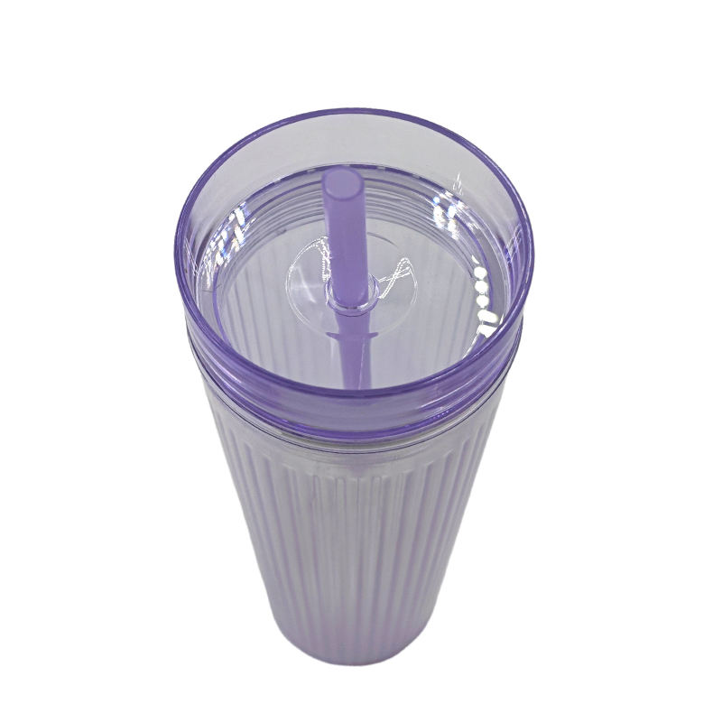 Wholesale Wide Mouth Colorful Clear Simply Reusable Modern Plastic Tumbler Cups With Lid and Straw
