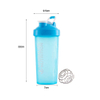 Wholesale Custom 600 Ml Wide Mouth Transparent Plastic Gym Sports Shaker Bottle With Shaking Ball