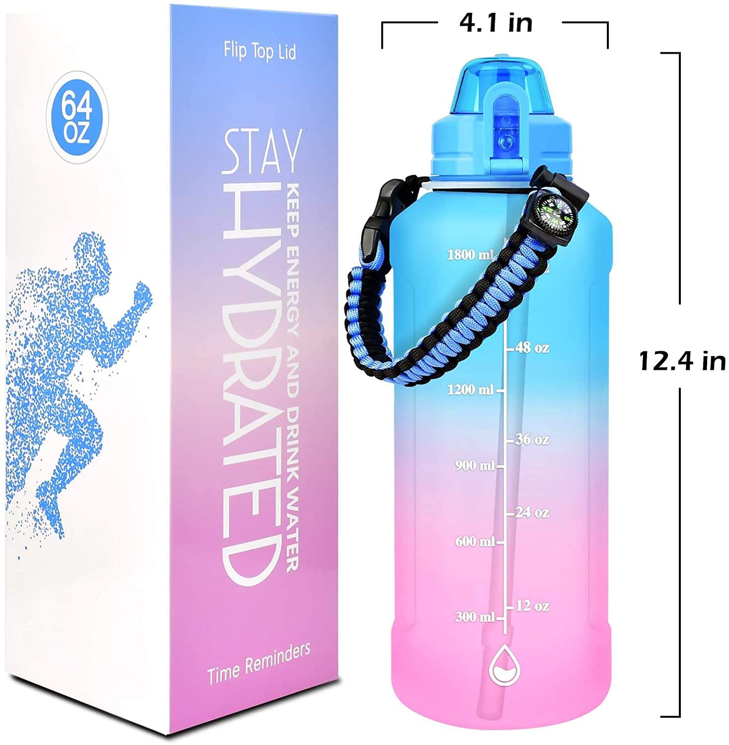 Top Seller Sport Gym Frosted Plastic Drink Motivational Water Bottle in Bulk Gallon Tritan Water Bottle with Time Marker