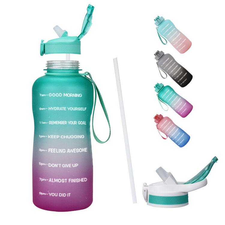 BPA Free Custom Logo Half Gallon PETG Plastic 2.2 Litre Sport Water Bottle with Time Marker