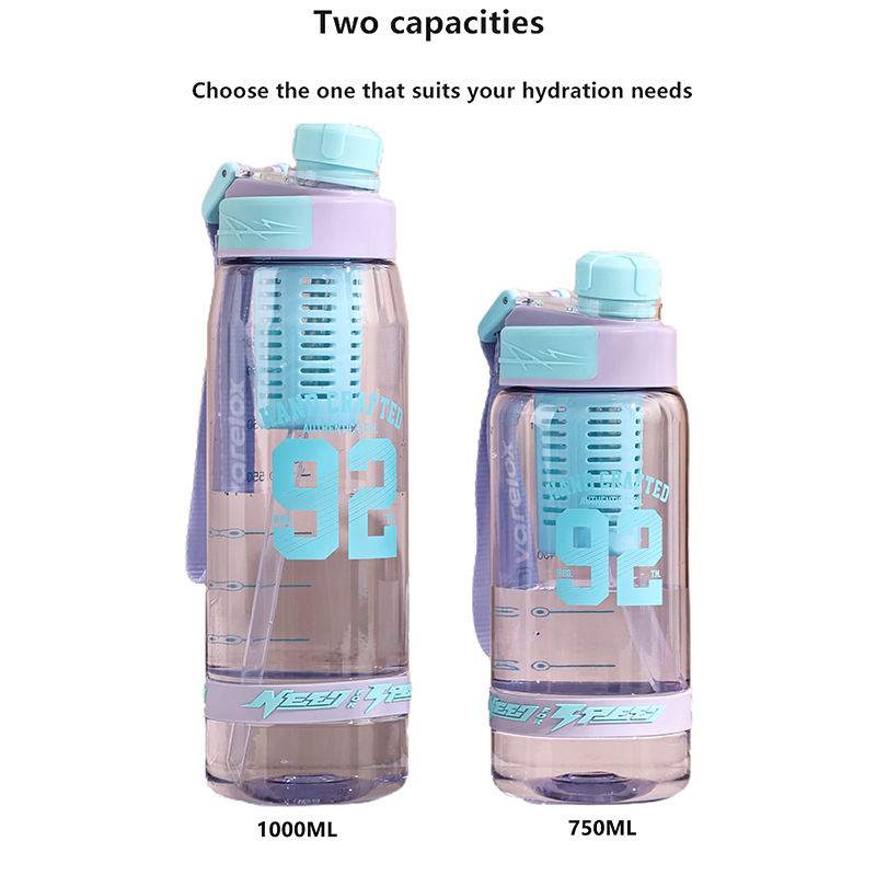 950Ml Outdoor Large Capacity Clear Tea Infuser Plastic Sports Water Drink Bottle With Straw Scale