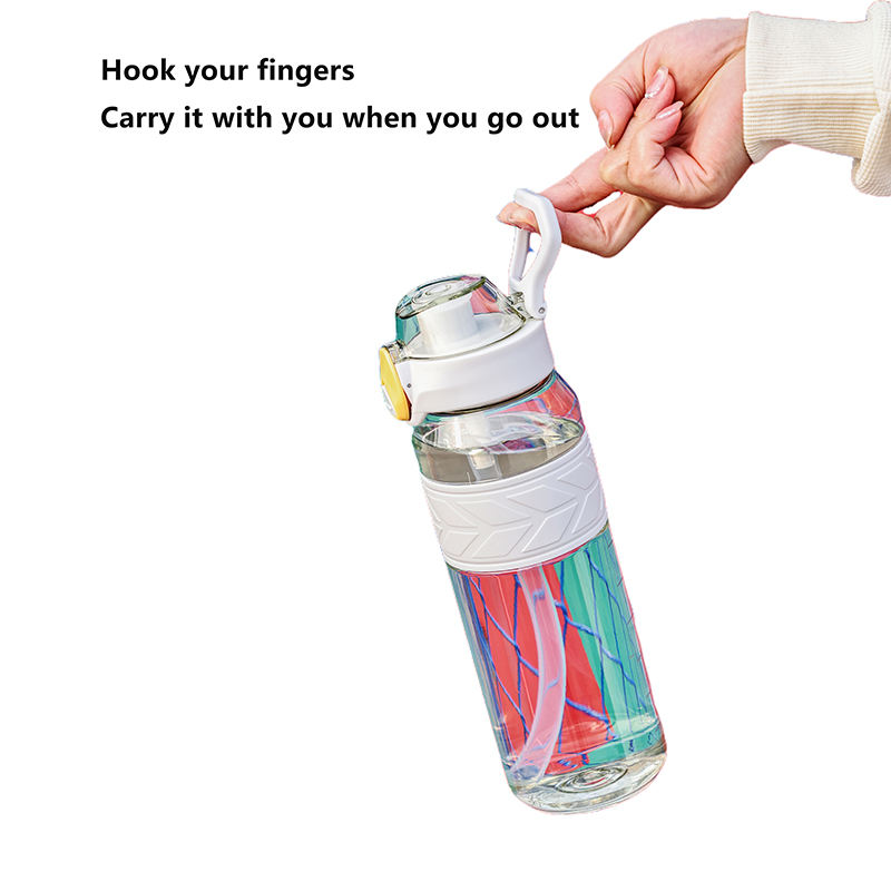 Wholesale 1L Big Capacity Clear Transparent Graduated Plastic Sports Water Bottles Bottle With Straw