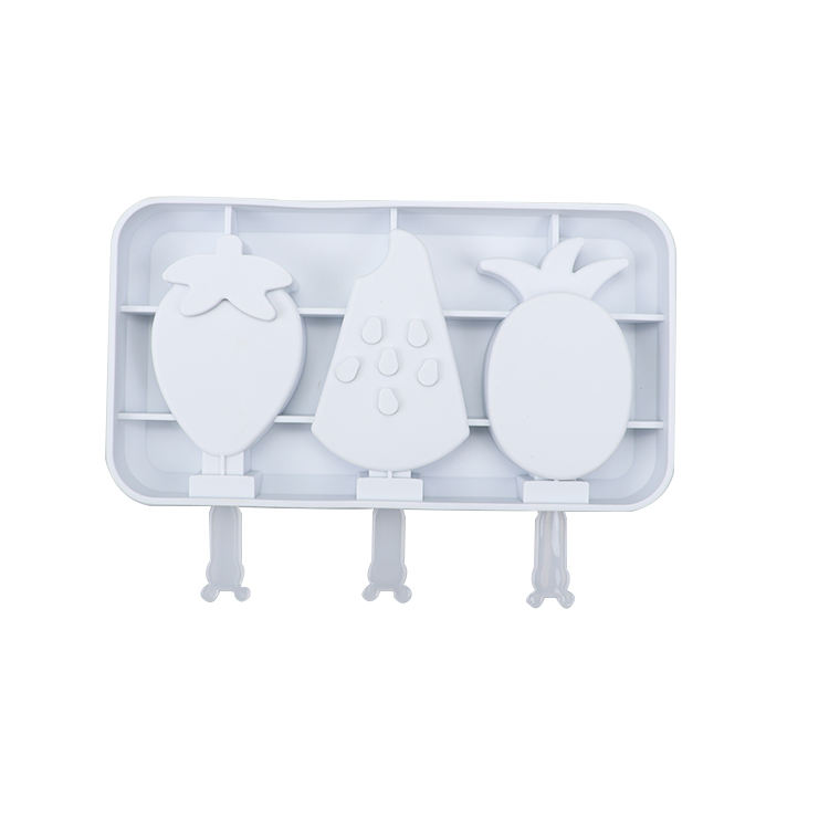 Silicone Ice Pop Molds Ice Cream Bar Mold Fruit Shape 3 Pieces Popsicle Molds with Plastic Sticks