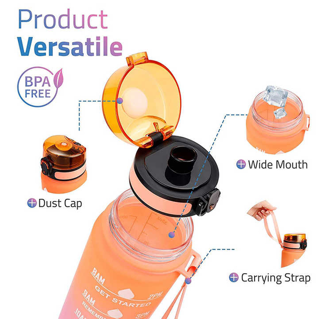 Custom 32oz Wide Mouth Sports Travel Leakproof Tritan Bpa Free Plastic Water Bottle with New Lid