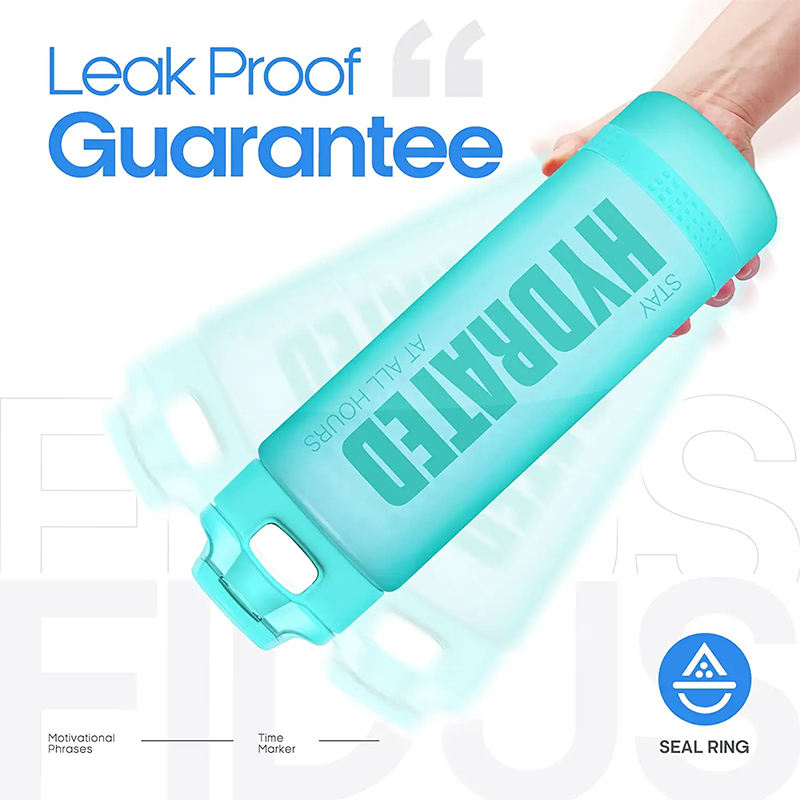 Custom Logo Straw Flip Top Filter Plastic Sport BPA Free 1l 32oz 32 oz Tritan Motivational Water Bottle With Time Marker