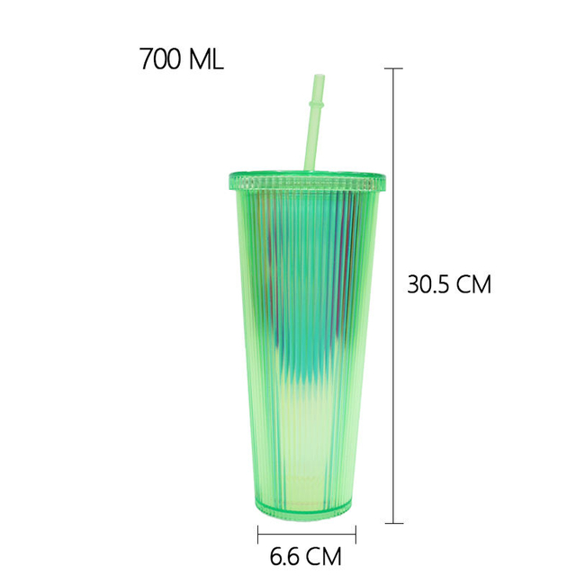 24oz Purple and Green Double Wall Plastic Tumbler with Lid and Straw Colorful Diamond Glitter Durian Shaped Tumbler