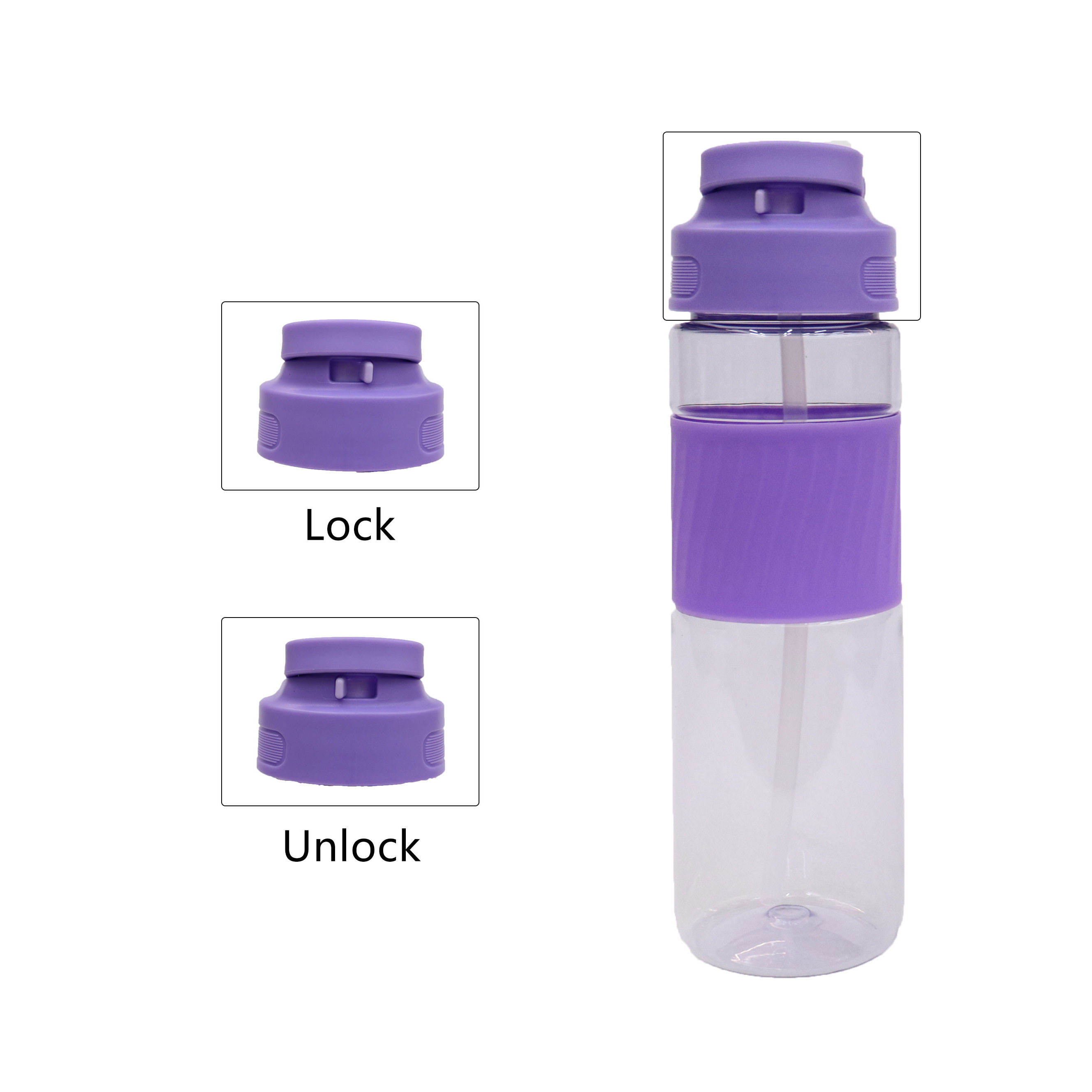 700Ml Custom Wide Mouth Water Drink Bottle Transparent Bottles With Straw Sleeve Handle