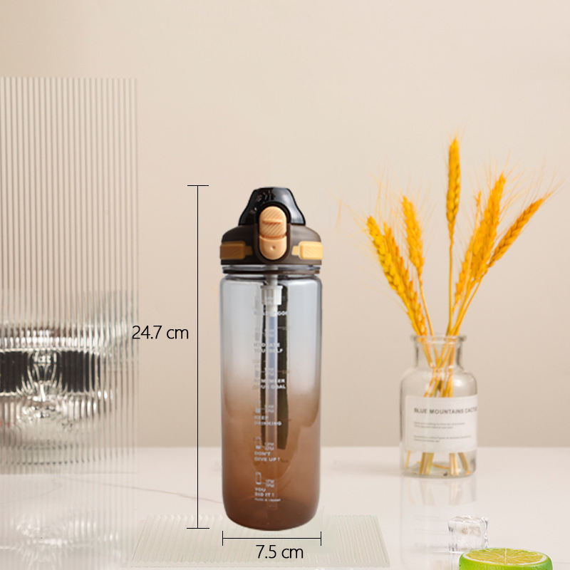 26oz Gradient Color Sports Water Bottle with Drinking Straw and Rope for Outdoor Fitness