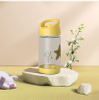 400Ml Small Transparent Cartoon Kids Plastic Drinking Water Bottle With Straw for Kids