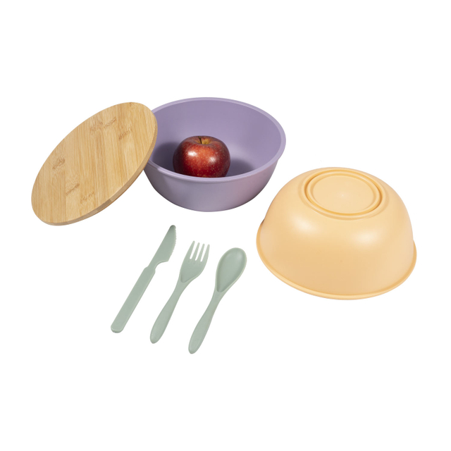 Custom logo Big Capacity 1280ml BPA Free Food Safe PP Material Bowls With Bamboo Lid Dishwasher Safe