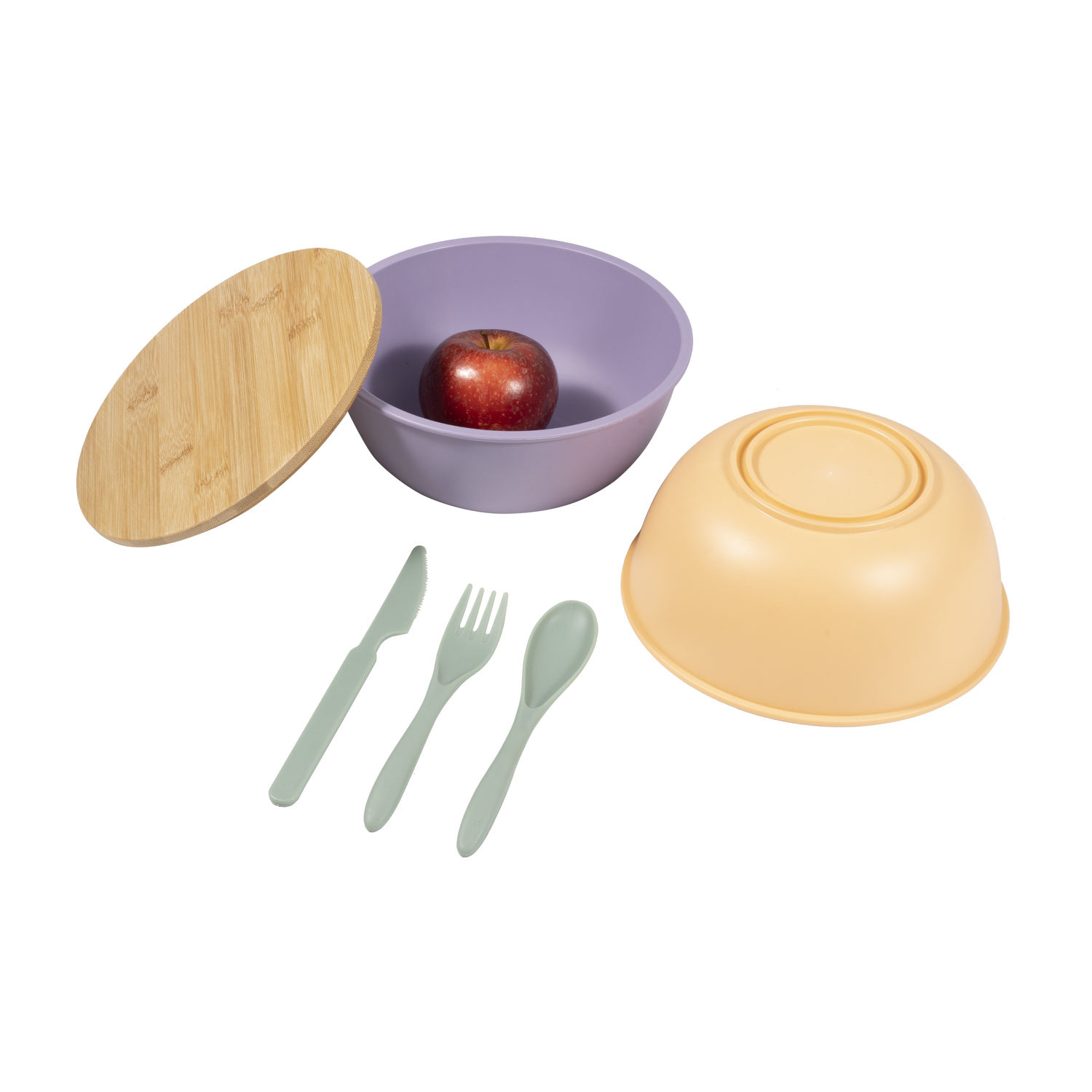Custom logo Big Capacity 1280ml BPA Free Food Safe PP Material Bowls With Bamboo Lid Dishwasher Safe