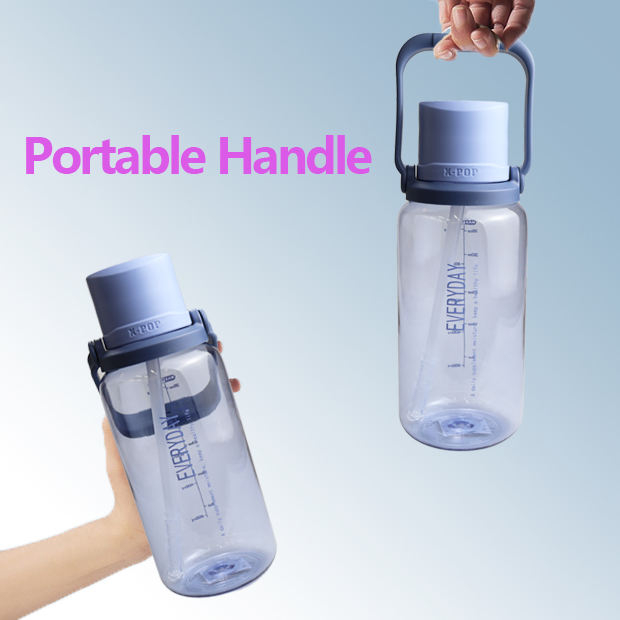 Portable Leakproof 54oz Sport Plastic Drinking Water Bottle with Dust Proof Cup Cover and Straw