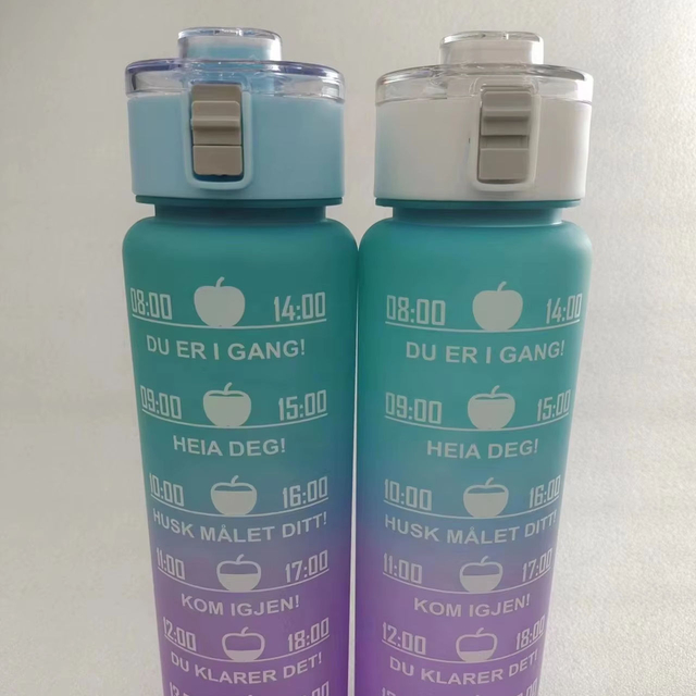 1L 34oz Gallon Colorful Frosted Plastic Sports Drink Water Bottle with Long Straw