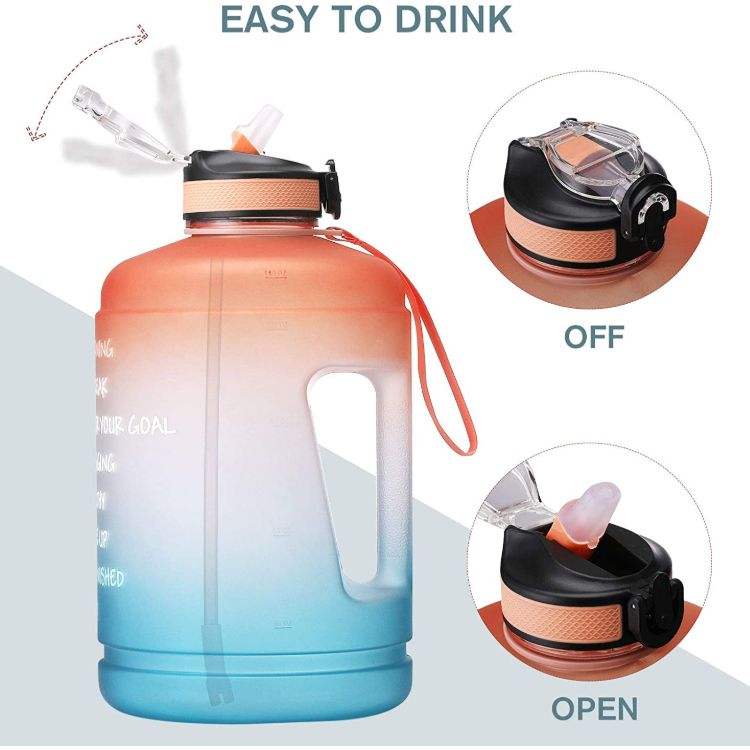 128oz Large Capacity Gallon Water Bottle Motivational with Straw & Big Handle