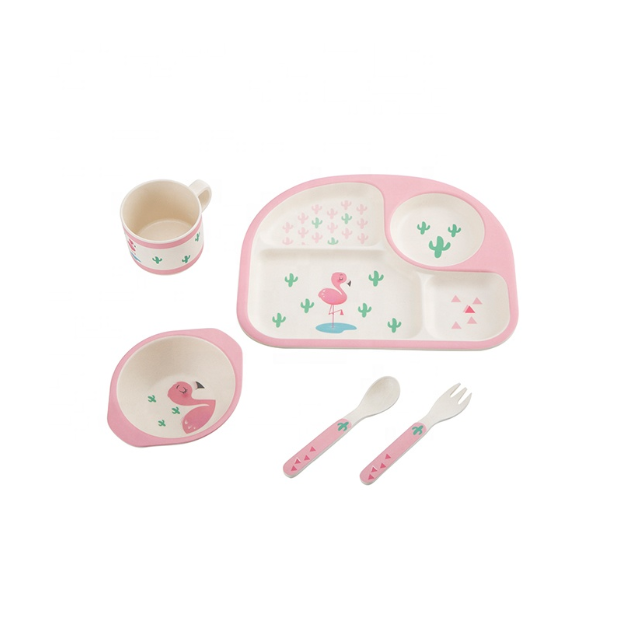 Reusable Eco-friendly Bamboo Fiber Feeding Set Tableware Set