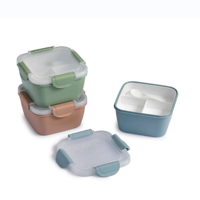 Customizable Color Children Drop Resistant Bento Box with Three Compartment Food Containers