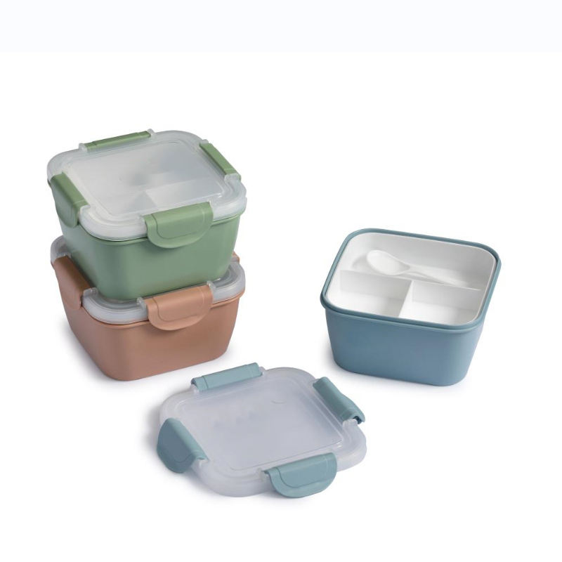 Customizable Color Children Drop Resistant Bento Box with Three Compartment Food Containers