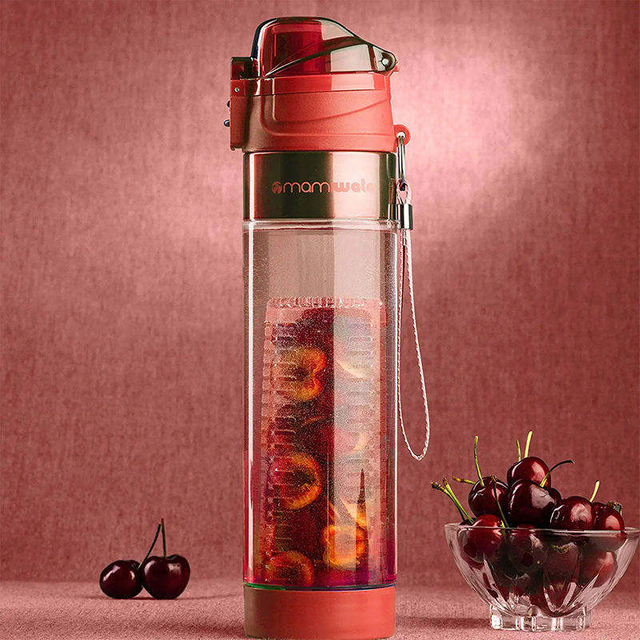 BPA Free 24oz Clear Tritan Water Bottle With High Appearance Level With Handle and Fruit Infuser