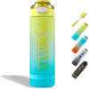 BPA Free 32 Oz Plastic Sports Bottle Leak Proof 1 Liter Motivational Water Bottle with Time Marker
