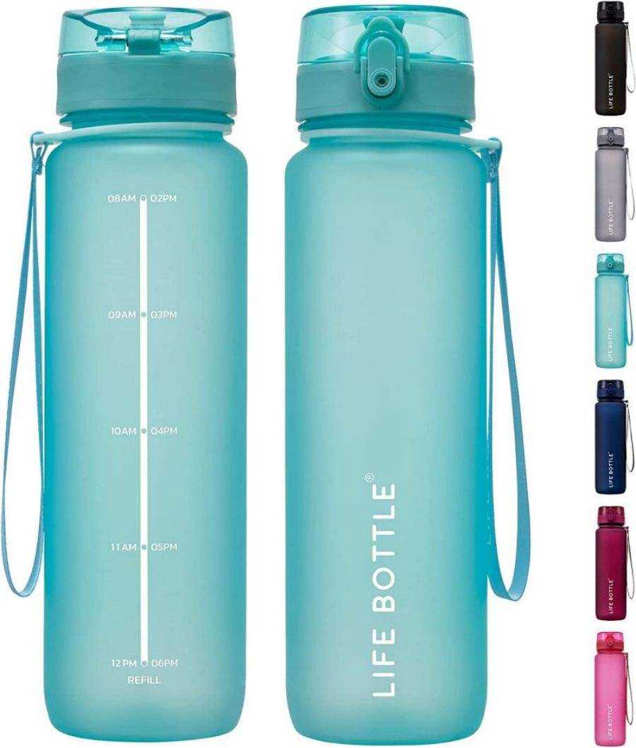 1000ml Tritan Direct Drinking Simple Plastic Water Bottle with Handle Rope and Pop up Lid