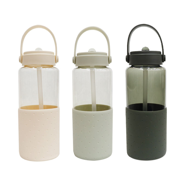 1L 1000Ml Petg Transparent Sport Sipper Straw Plastic Water Bottle Bottles for Kids School