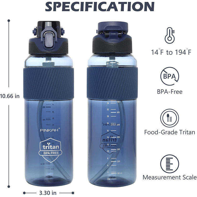 BPA Free Tritan Bottle 34OZ Plastic Custom Gym Fitness Sport Water Bottle With Straw