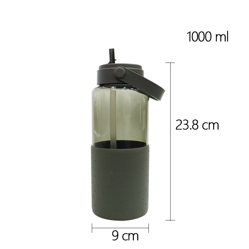 32Oz 1000Ml Big Capacity Transparent Clear Portable Plastic Water Bottle With Handle Straw