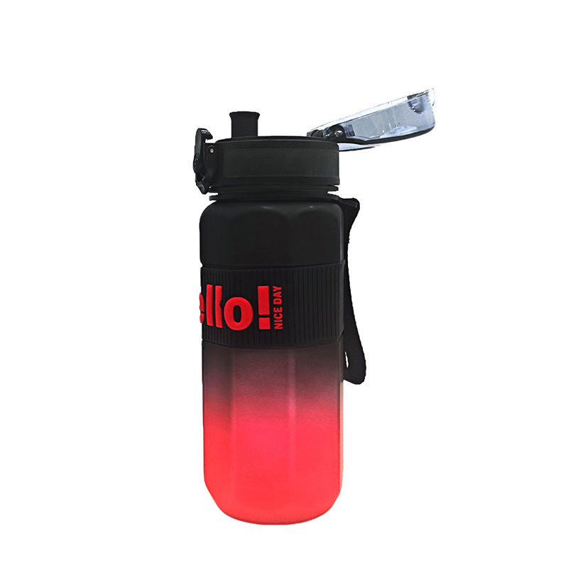 Wholesale Gradient Plastic Sports Water Bottle With Straw Cover Bicycle Water Bottle With Belt