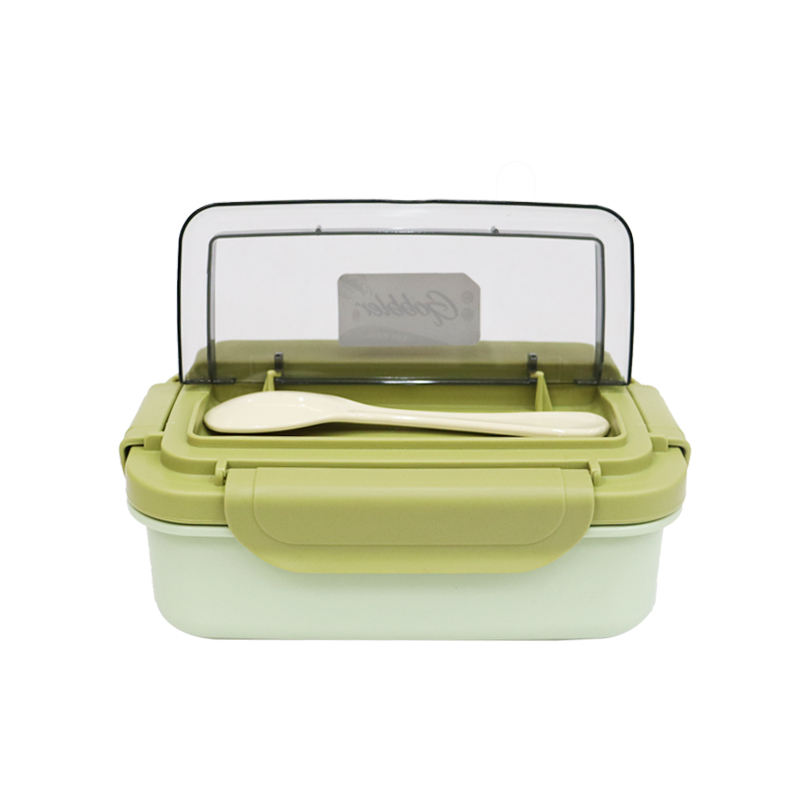 1100ml Large Capacity Food Grade Plastic Lunch Box for Children and Adults Equipped with a Dining Spoon